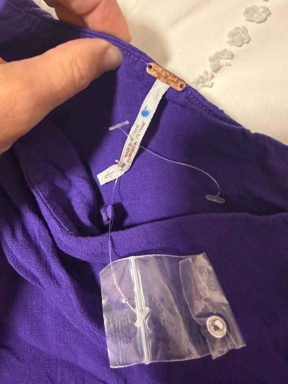 Free People Purple One Shoulder Long Sleeve Tie Front Crop Top - Picture 2 of 5